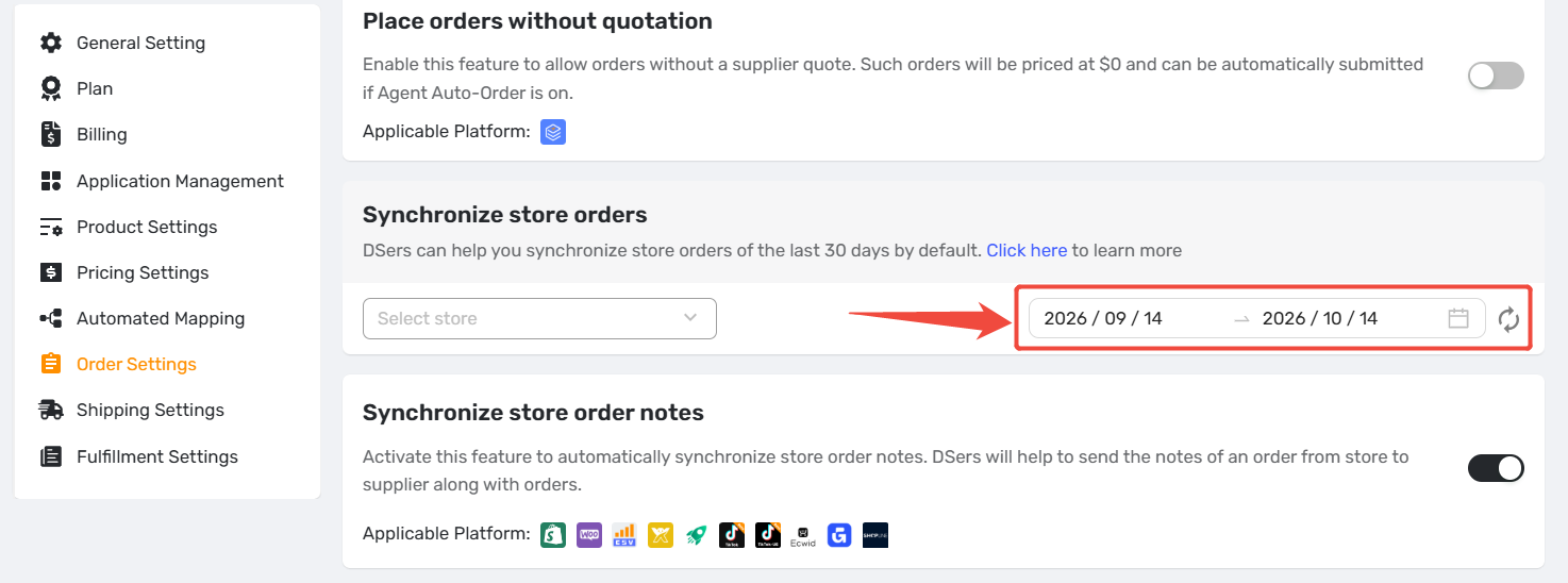Time zone effect on order syncing setting