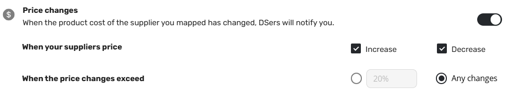 Price changes preferences
